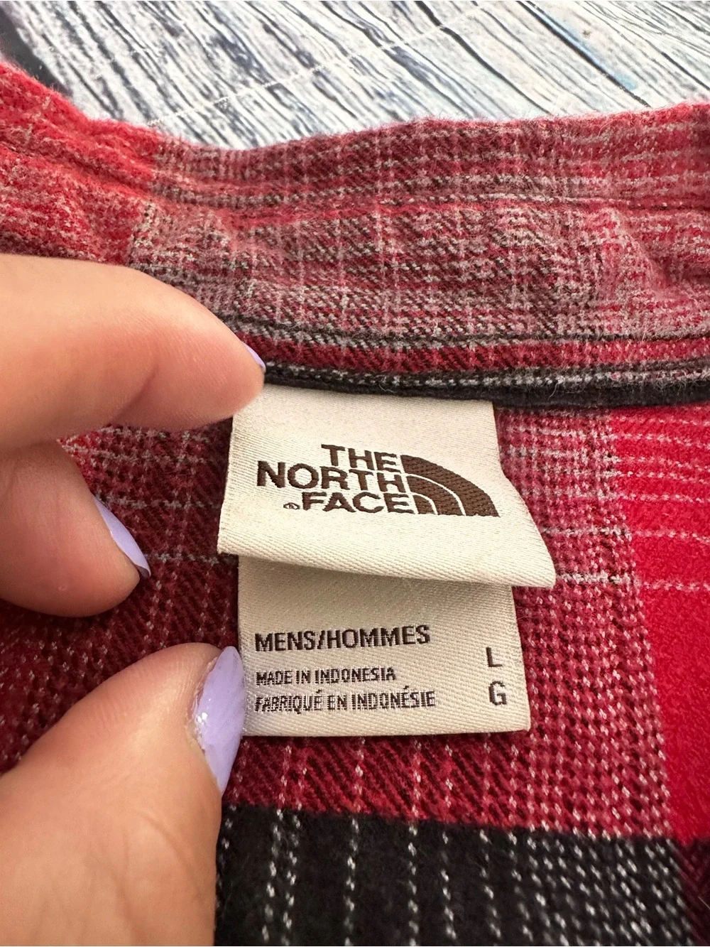 The North Face Red and Black Plaid Button-Up Cotton Shirt